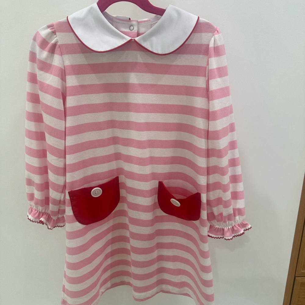 TBBC Pink Striped Kids Dress Size 7 - Picture 2 of 13